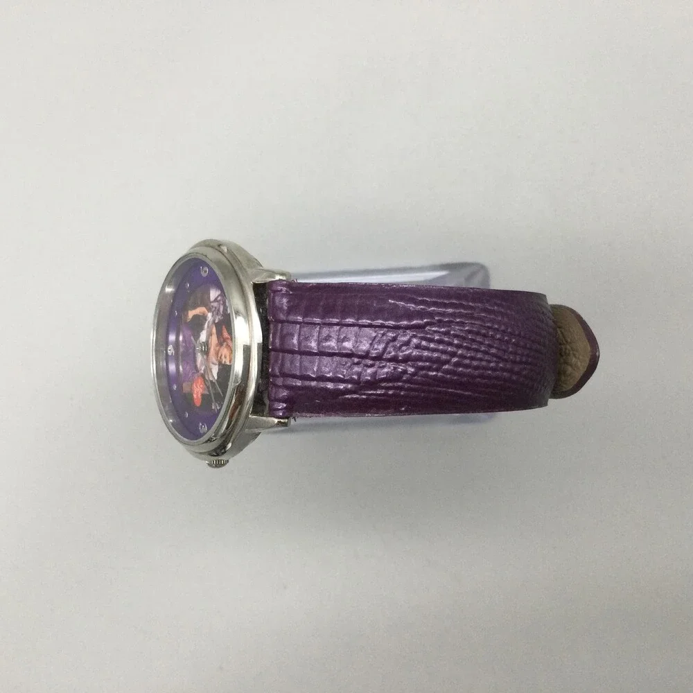 I Love Lucy Womens Watch 33mm Silver Tone Purple Dial Leather New Battery